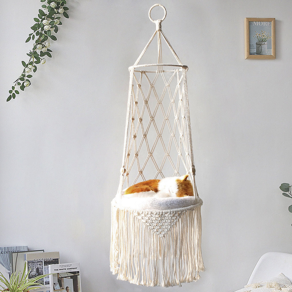 Macrame Hanging Hammock Cat Comfort Bed