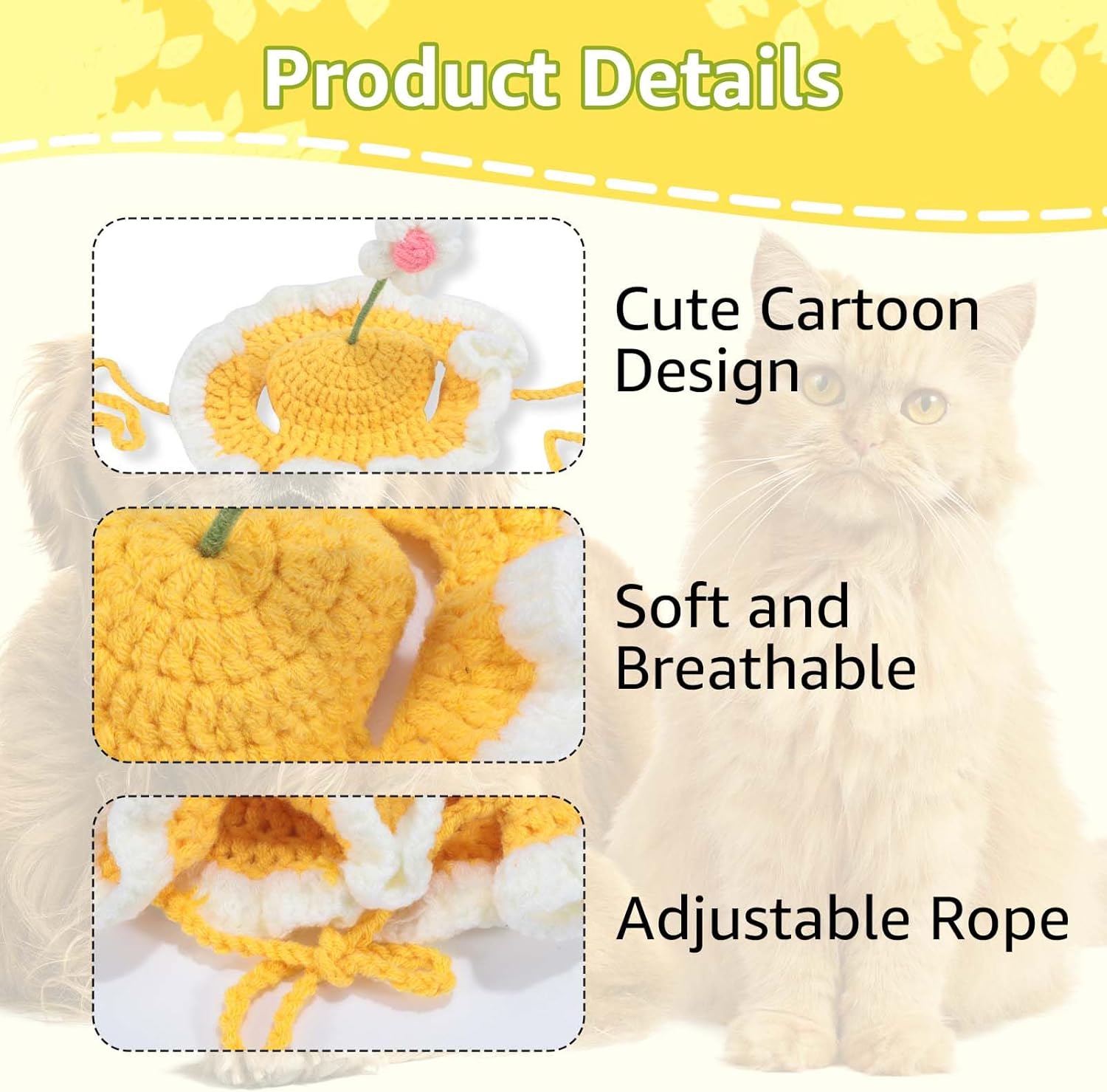 Cute Knit Cat Hat Funny Dog For Cats And Small Dogs Kitten Puppy...