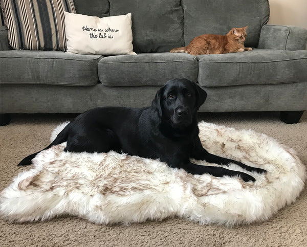 Pet Dog Plush Mat Beige Rest