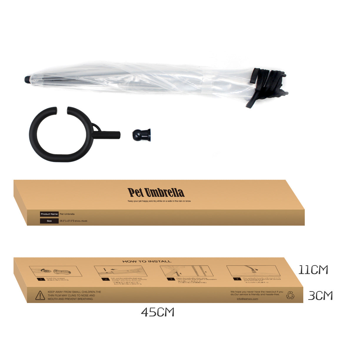 Hot Selling Transparent Pet Supplies Adjustable C Type Umbrella