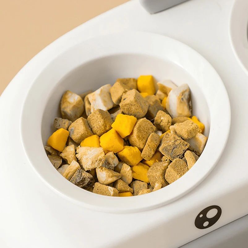 Duck Design Pet Double Bowl Plastic Kitten Dog Food Drinking Tray...