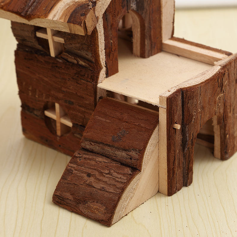 Hamster Solid Wood Luxury Villa Log House Pet Supplies Panda...