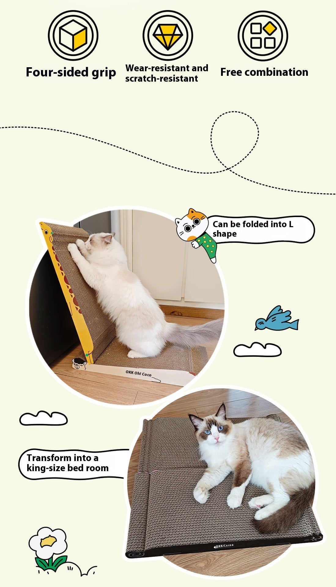Jenga Wear Resistant Cat Comfort Bed