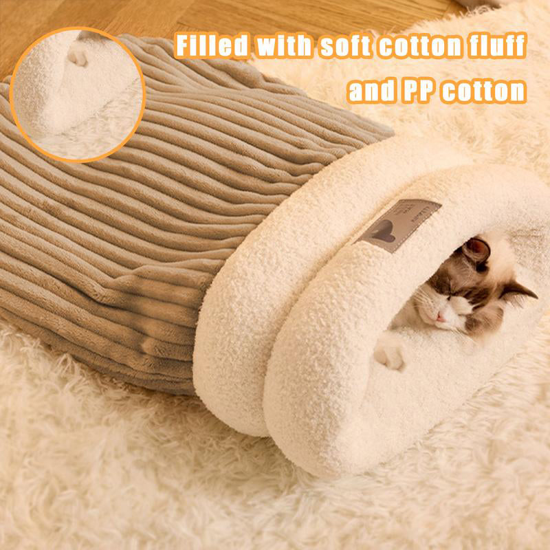 Pet Sleeping Bag Winter Warm Soft Plush Semi Enclosed Cat Nest...