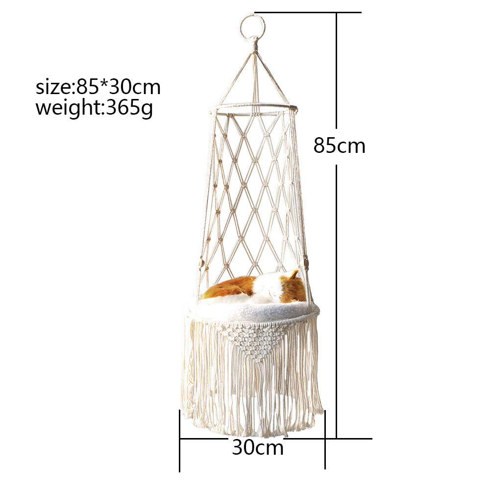 Macrame Hanging Hammock Cat Comfort Bed
