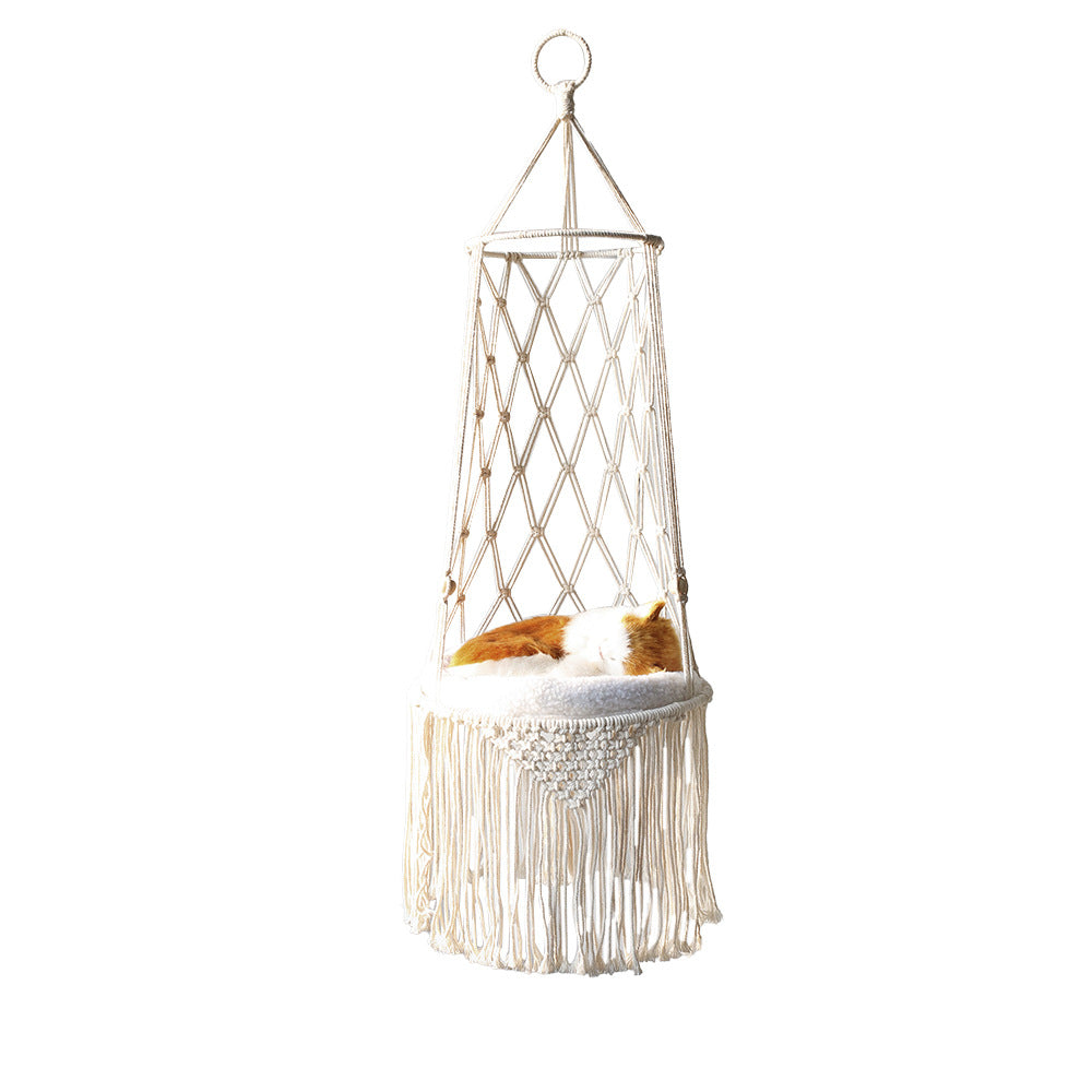 Macrame Hanging Hammock Cat Comfort Bed