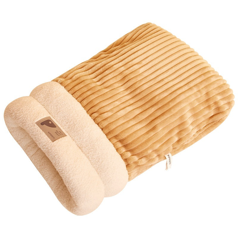 Pet Sleeping Bag Winter Warm Soft Plush Semi Enclosed Cat Nest...